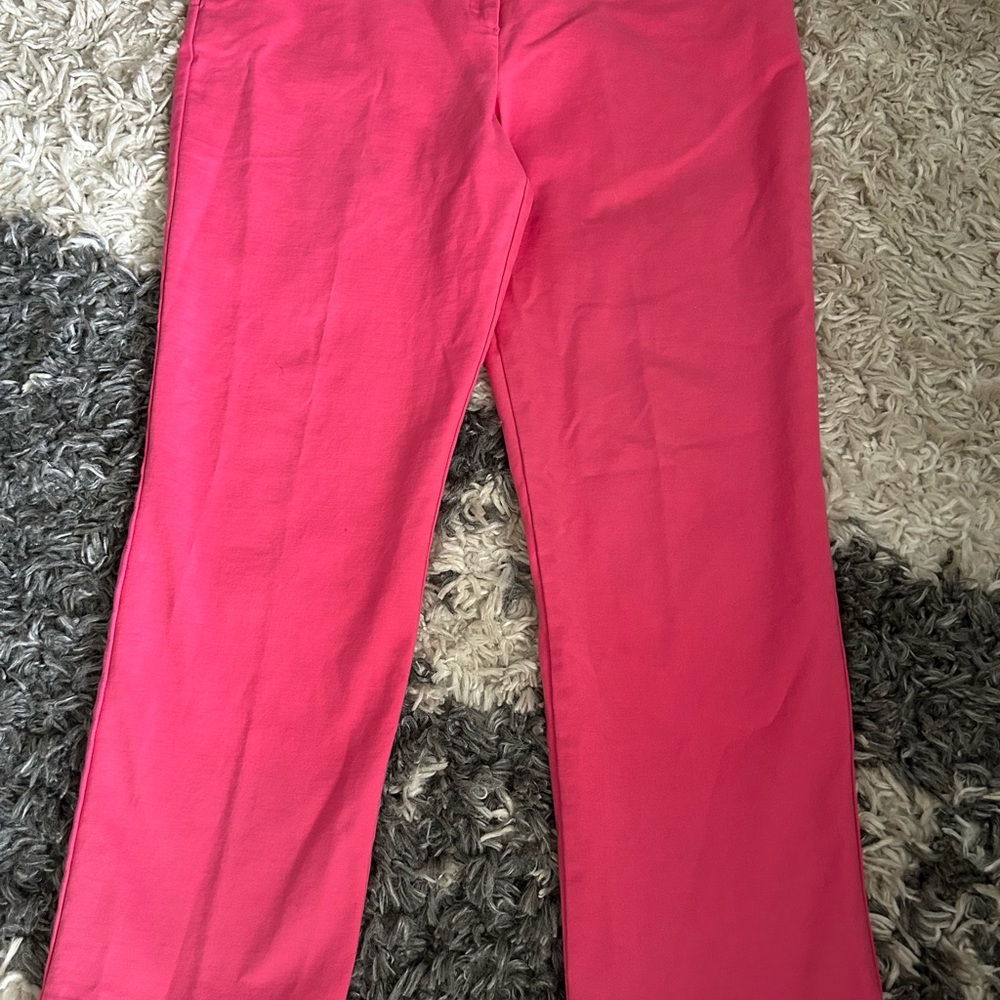 Boden Women Pants Sz 16 L Tall Pink Mid Rise Ponte Straight Leg Trousers Pockets